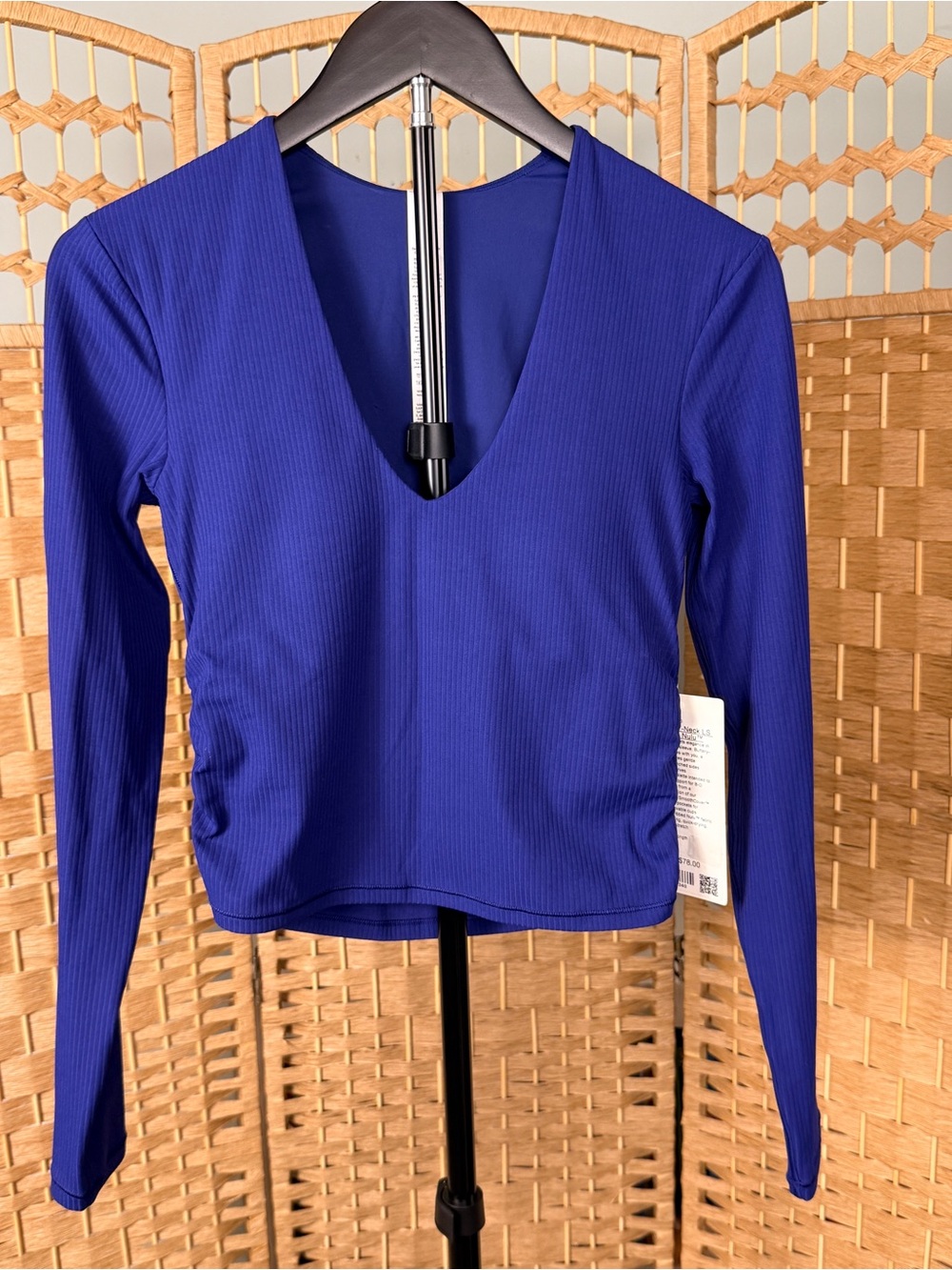#345 NWT Lululemon All it Takes V-Neck Long Sleeve Club Blue Size 6 - Picture 3 of 10
